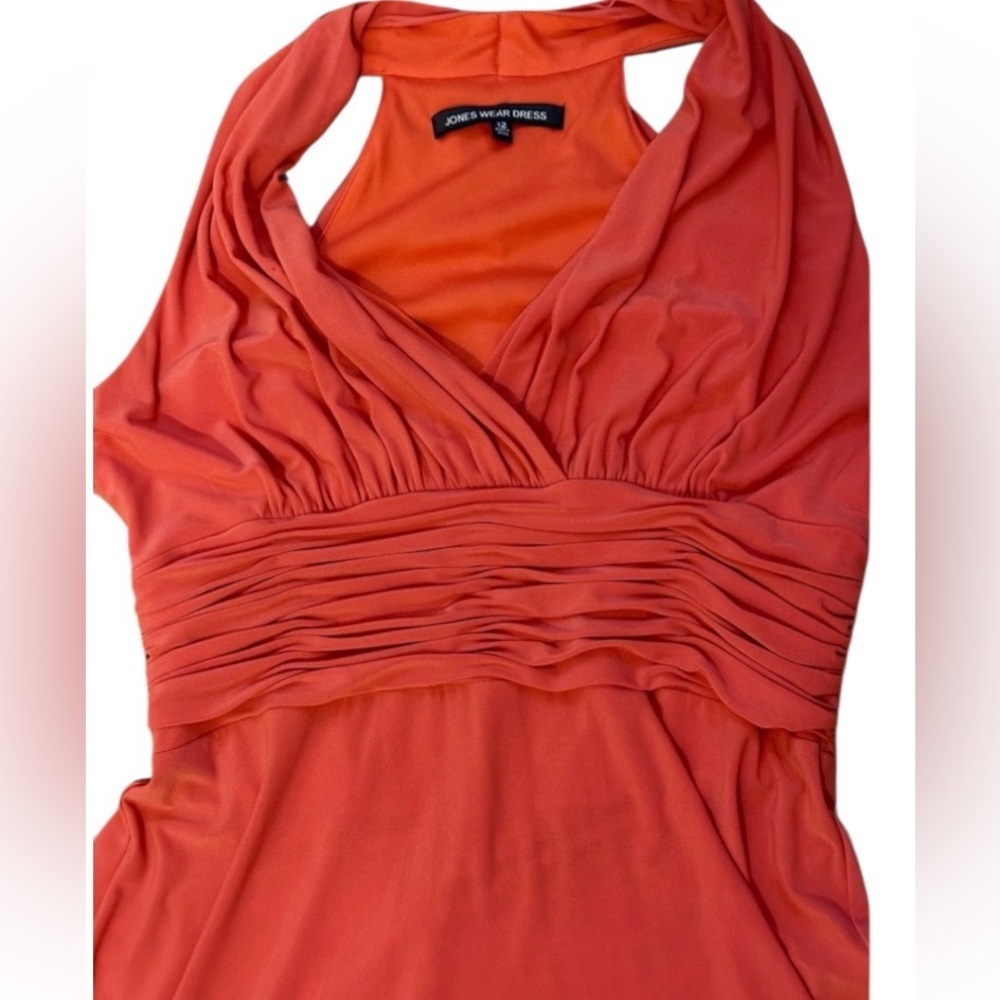 Jones Wear Midi Coral Dress Sz 12 Formal Elegant 
 Vibrant Party Wedding guest - Picture 8 of 10
